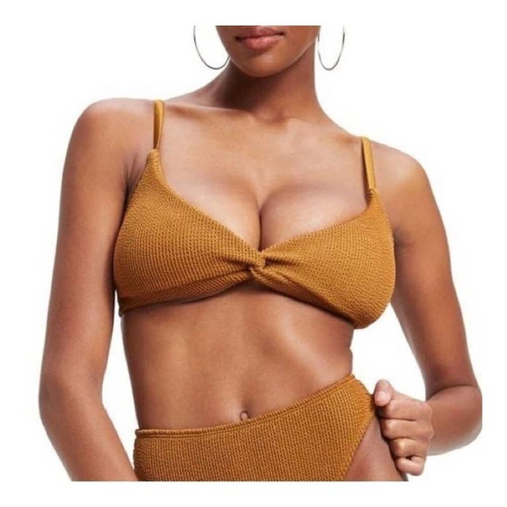 Good American Crinkle Always Fits Twist Top‎ Bronze Size 1